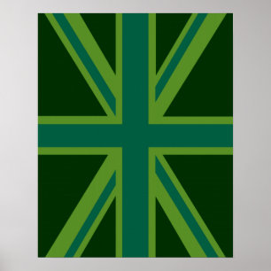 Grüne Union Jack Flagge Dekor Poster