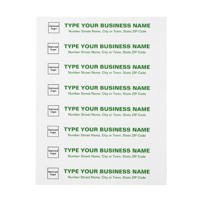 Grüne Unternehmenstexte zu weißer Rücksendeadresse (Bogen)