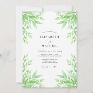 Grüne üppige Hochzeit mit Laubwerk Einladung