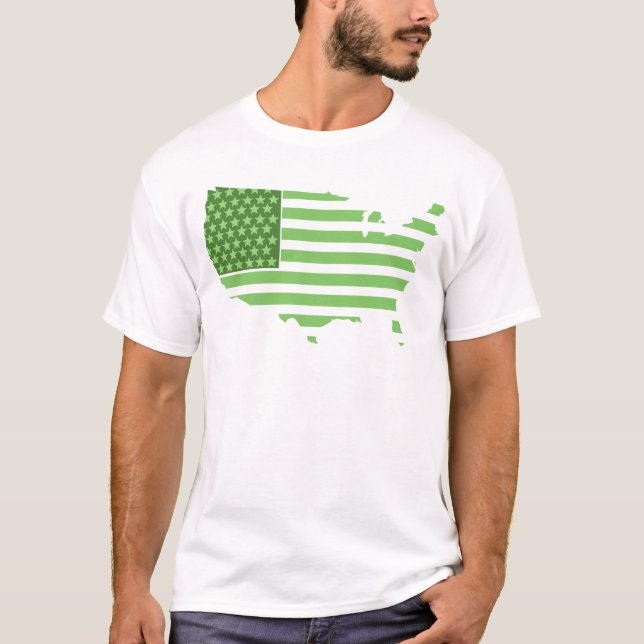 Grüne USA-Flagge T-Shirt (Vorderseite)