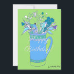 Grüne V2 farbenfrohe Geburtstags-Blume in Tasse Feiertagskarte<br><div class="desc">Ein originelles Kunstwerk der Blume Linda Kavalsky, das den Tag eines Menschen aufheitern lässt!</div>