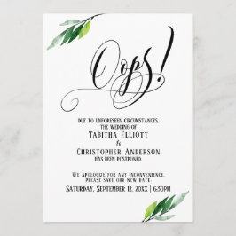Grüne verspätete Hochzeit "Oops!" Ankündigung