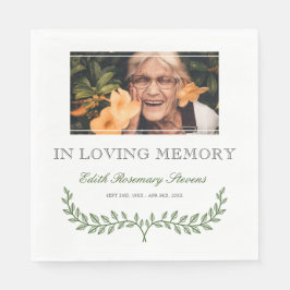 Grüne Verzweigung im Love Memory Foto Serviette