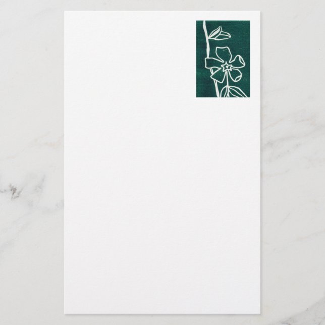 Grüne Vinca Blumengestation Briefpapier (Vorderseite)