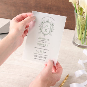 Grüne Vintag florale Wappen Monogramm Hochzeit