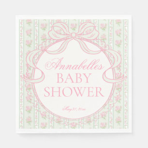 Grüne Vintage Fancy Florale Babyparty-Desserts Serviette