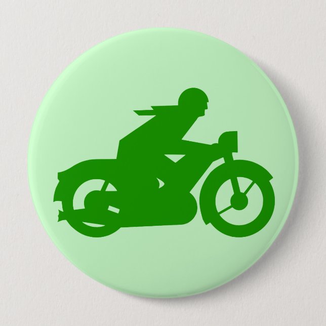 GRÜNE VINTAGE MOTORRADSTENCIL BUTTON (Vorderseite)