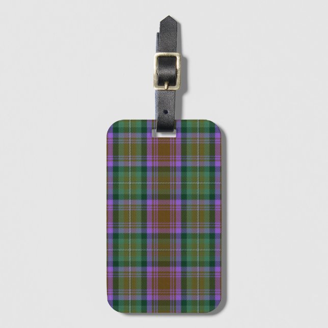 Grüne Violette Erde Tartan Kariert Gepäckanhänger (Vorderseite Vertikal)