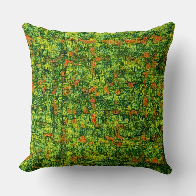 Grüne virtuelle Baumrinde mit kleinen roten Flecke Kissen (Vorderseite)