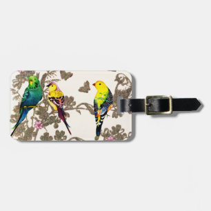 Grüne Vögel Blumengewässer Silberfarben Glitzer Gepäckanhänger