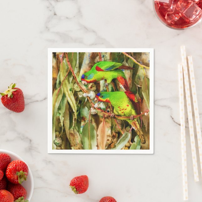 Grüne Vögel in tropischer Natur Serviette (Beispiel)