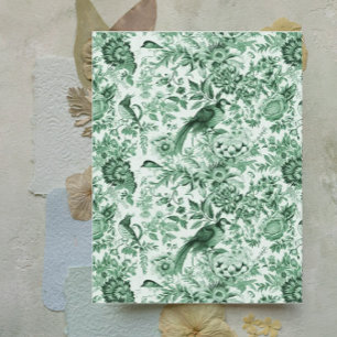 Grüne Vögel und Blume - französisches Scrapbook Pa