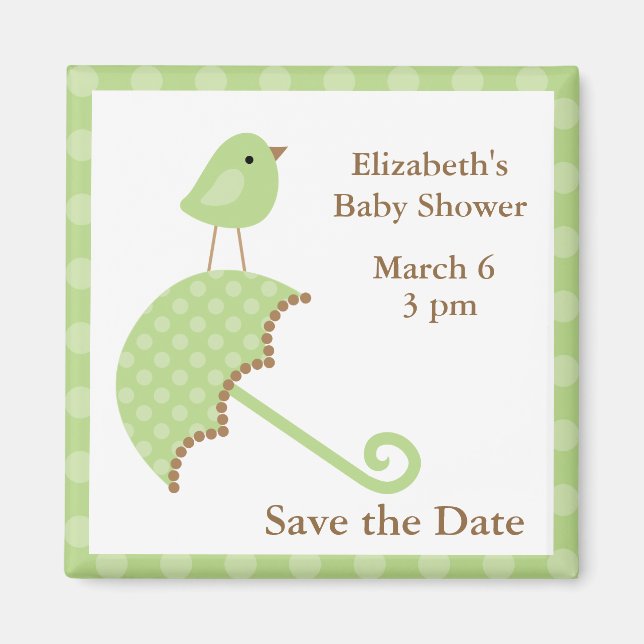 Grüne Vögel und Regenschirme Magnet (Vorne)