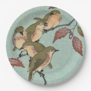 Grüne Vögel Vintage japanische Teller von Fine Art