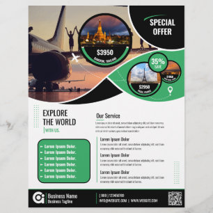 Grüne Vorlage für den Flyer der Reiseagentur