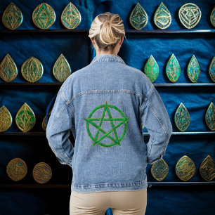 Grüne Wächter: Das Malachite Pentagram Jeansjacke