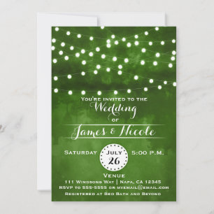 Grüne Wald-Lichterkette Hochzeitseinladung Einladung