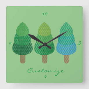 Grüne Wälder Bäume Thunder_Cove  Quadratische Wanduhr