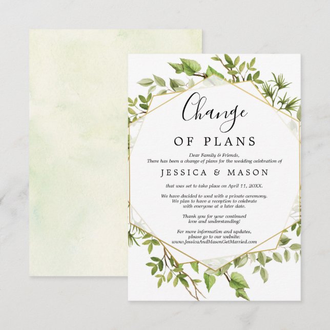 Grüne Wälder Hochzeit verzögert Ankündigung (Vorne/Hinten)