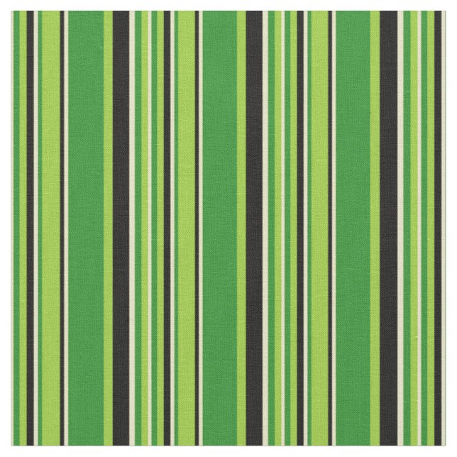 Grüne, waldgrüne, blassgoldene und schwarze Linien Stoff (Nahaufnahme)