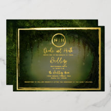 Grüne Waldlichter Elegante Wedding Gold