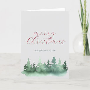 Grüne Waldweiden Weihnachtsbaumen Feiertagskarte