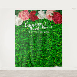 Grüne Wand Garten Blumen Hochzeitsdusche Hintergru Wandteppich