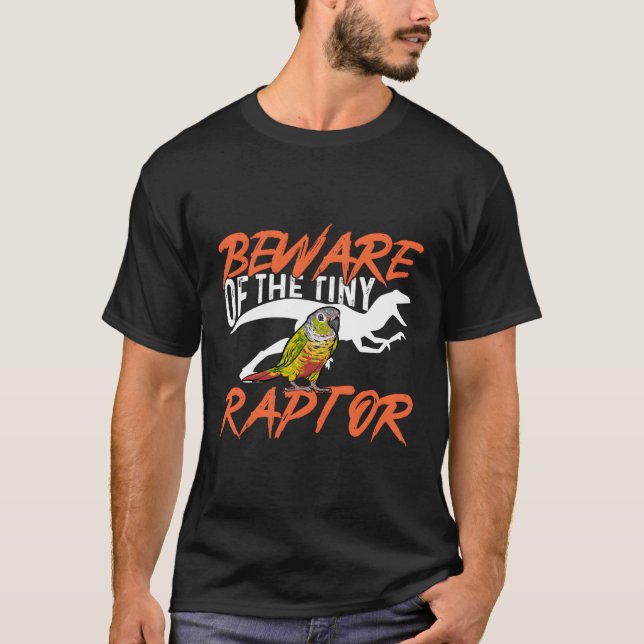 Grüne Wangendecke Vorsicht vor dem winzigen Raptor T-Shirt (Vorderseite)