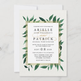 Grüne Wasserfarbe Botanische Hochzeiten Einladunge Einladung