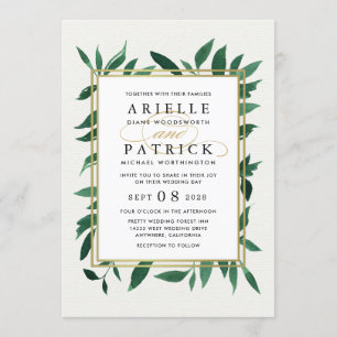 Grüne Wasserfarbe Botanische Hochzeiten Einladunge Einladung