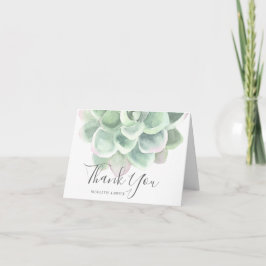 Grüne Wasserfarbe Botanische Sukkulente Hochzeit Dankeskarte