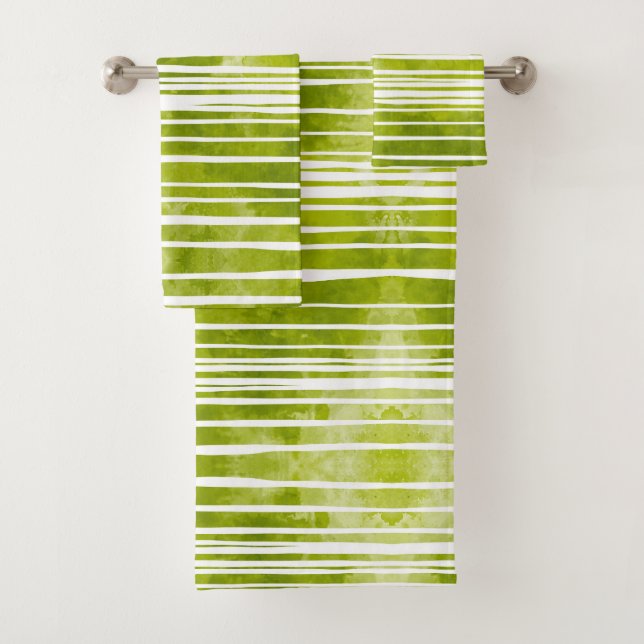 Grüne Wasserfarbe gestrichen Moderne Badhandtuch Set (Insitu)