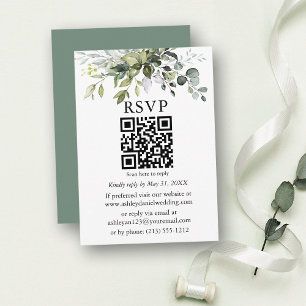 Grüne Wasserfarbe Hochzeitssage Grüne QR UAWG Begleitkarte