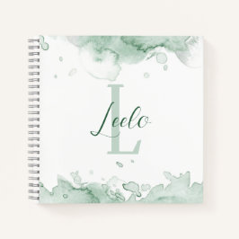 Grüne Wasserfarbe Hübsche Personalisierte Skizze Notizbuch