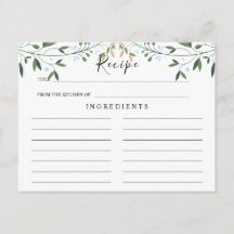 Grüne Wasserfarbe, Leaf Wedding Rezept Card