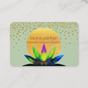 Grüne Wasserfarbe Lotus Blume Yoga Gesundheit Visitenkarte