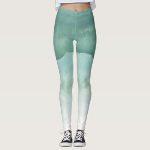 Grüne Wasserfarbe Ombre Leggings
