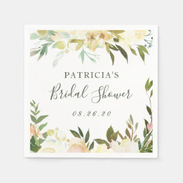 Grüne Wasserfarbe Rustikales Brautparty Serviette