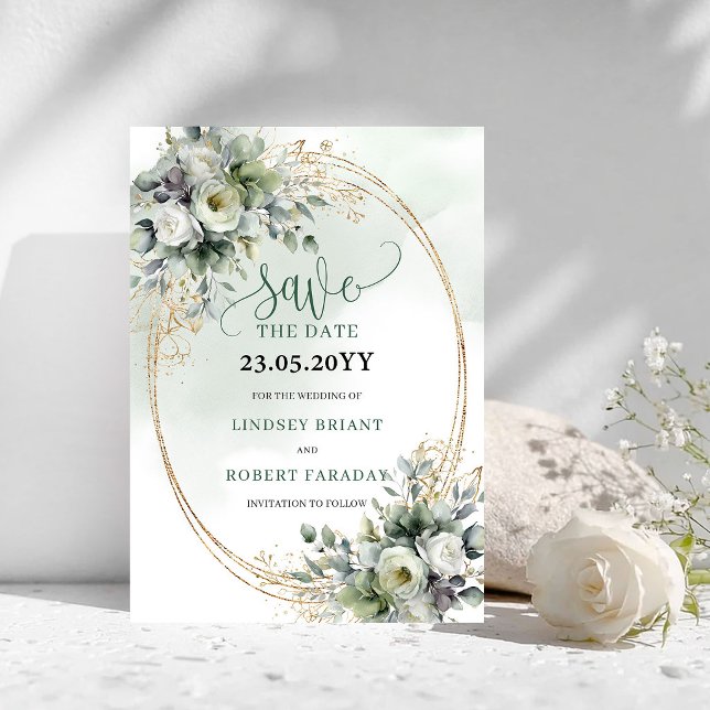 Grüne Wasserfarbe Salbei Grün Save The Date (Greenery Watercolor Sage Green Save The Date)
