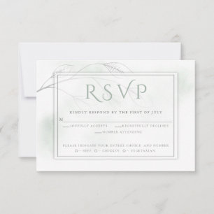 Grüne Wasserfarbe Schwarz Wash Grau Willow RSVP Karte