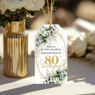 Grüne Wasserfarben-Blatt-Tag zum 80. Geburtstag Geschenkanhänger