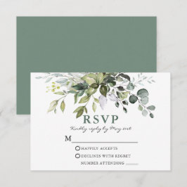 Grüne Wasserfarben Hochzeitsnacht Grün RSVP Karte