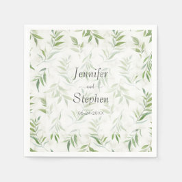 Grüne Wasserfarben und Marmorhochzeit Serviette