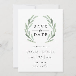 Grüne Wasserfarbenkräfte Hochzeit Sichern Sie das Save The Date