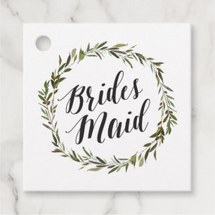 Grüne Wasserfarbenkreade Bridesmaid Script Geschenkanhänger