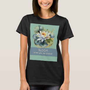 Grüne Wasserlilien-Pflanze Blüte Blume Hübsch Eleg T-Shirt