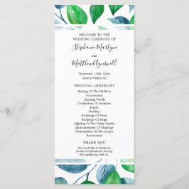 Grüne Watercolor Foliage Hochzeit Programm