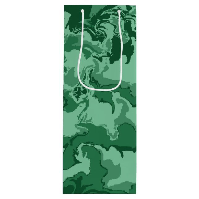Grüne Waves Geschenktüte Für Weinflaschen (Vorderseite)