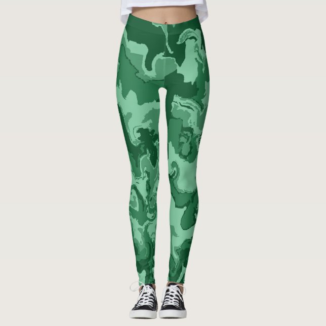 Grüne Waves Leggings (Vorderseite)