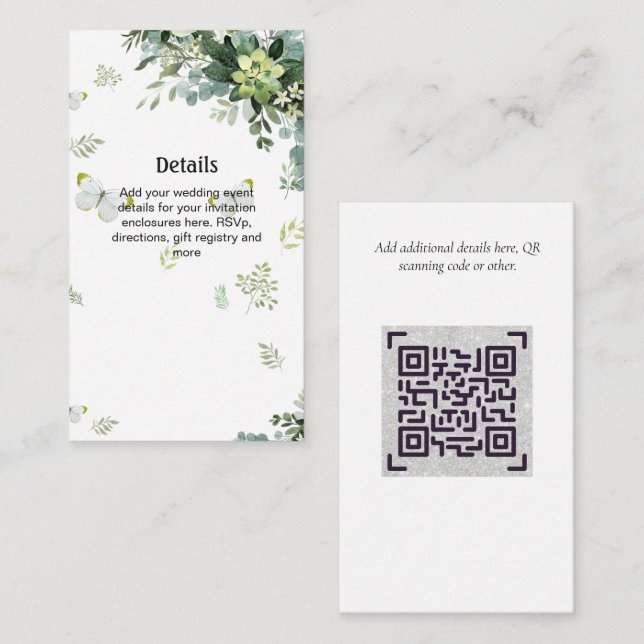 Grüne Website Wedding Details QRCode UAWG Hotel Begleitkarte (Vorne/Hinten)